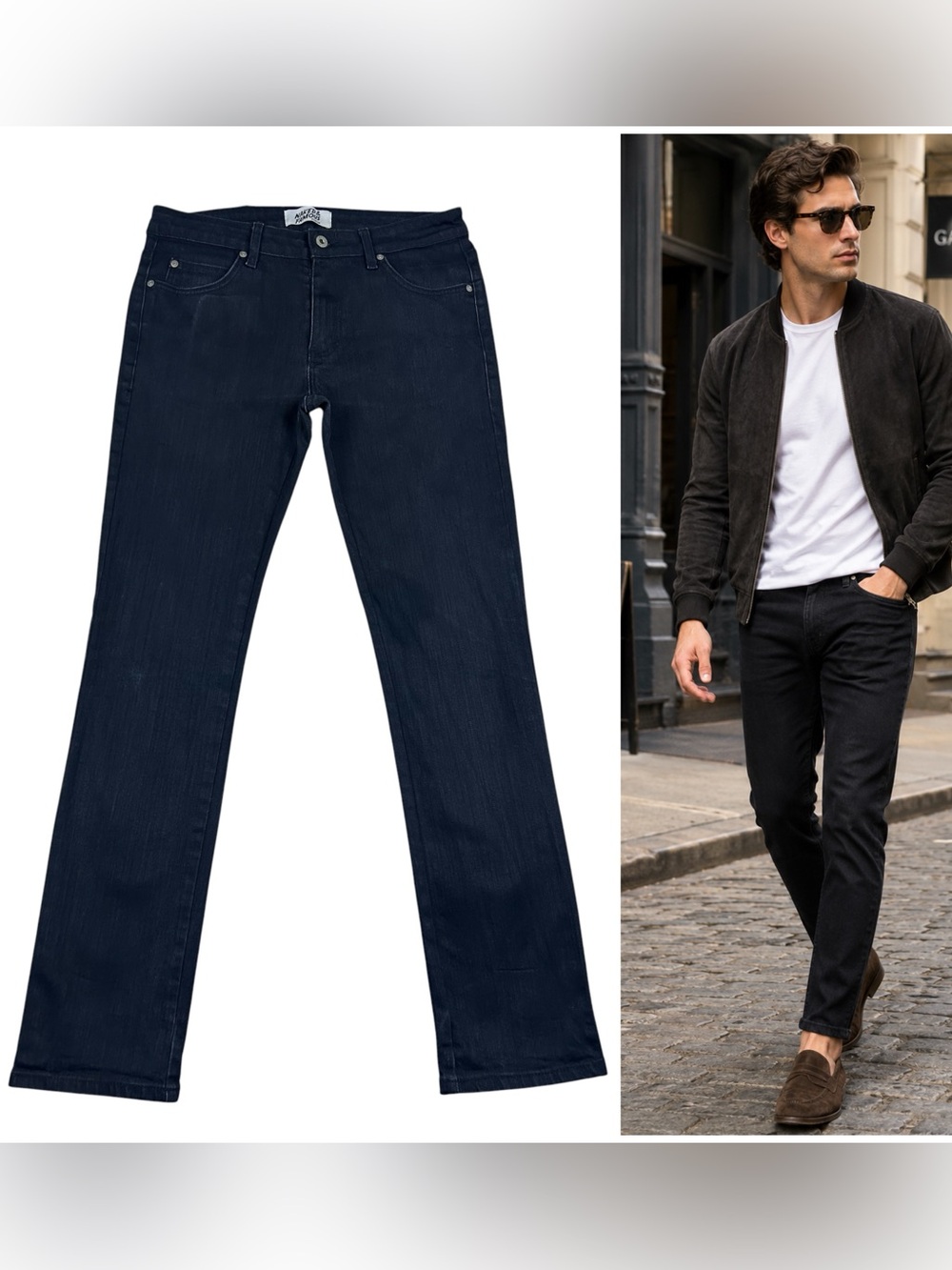 Naked & Famous Skinny Guy Jeans 34x33 Black Power Stretch Raw Japanese Denim
